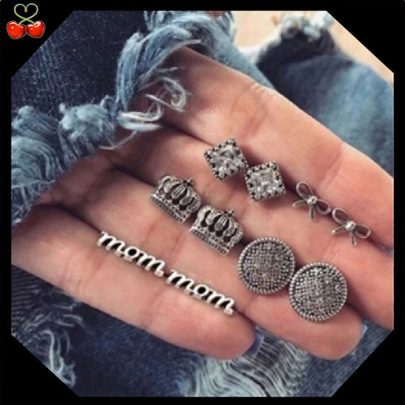 Mary's Cherries Boutique Jewelry - 🍒 Set of 5 MOM Stud Earrings Set